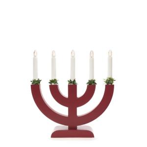 Adventsljusstake Trä Röd 5L 31cm Konstsmide