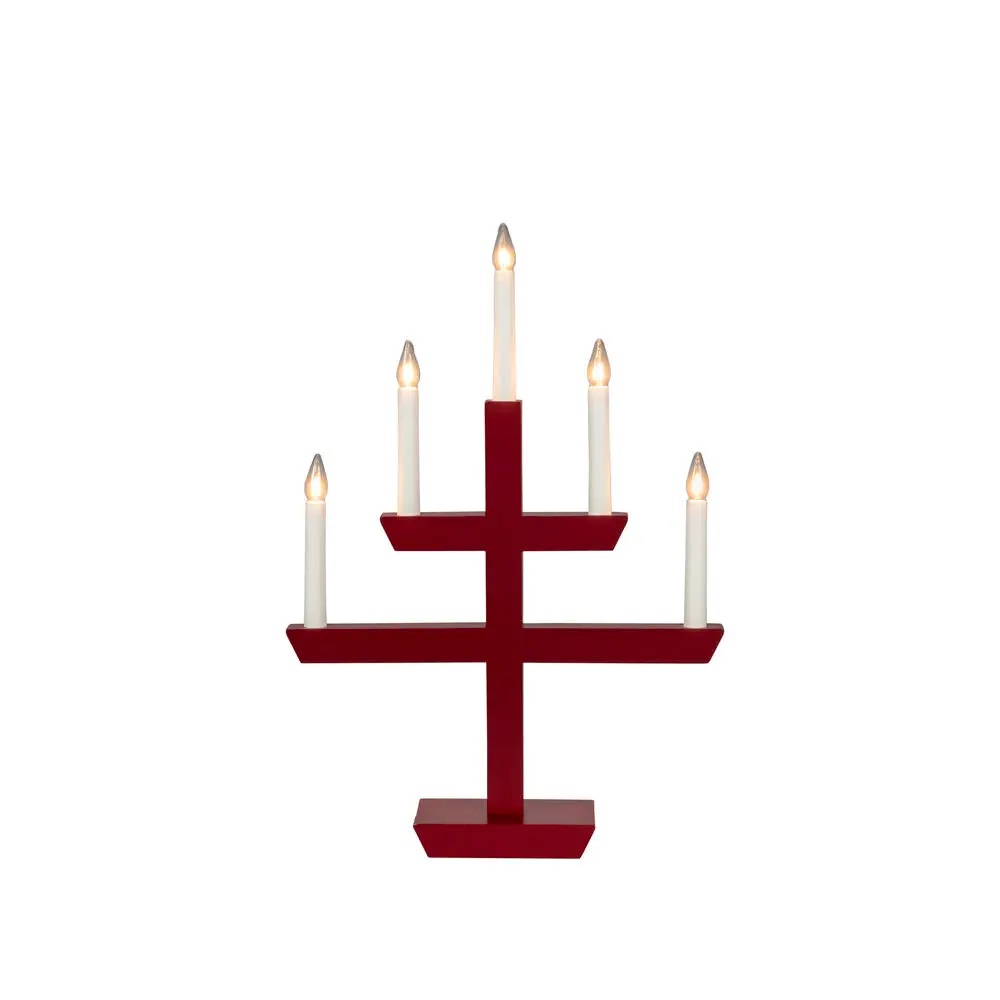 Adventsljusstake Trä Röd 5L 48cm Konstsmide-lavanille.com