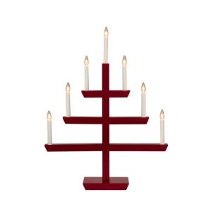 Adventsljusstake Trä Röd 7L 61cm Konstsmide