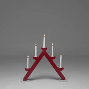 Adventsljusstake Trä Röd/Grå 5L 44cm Konstsmide