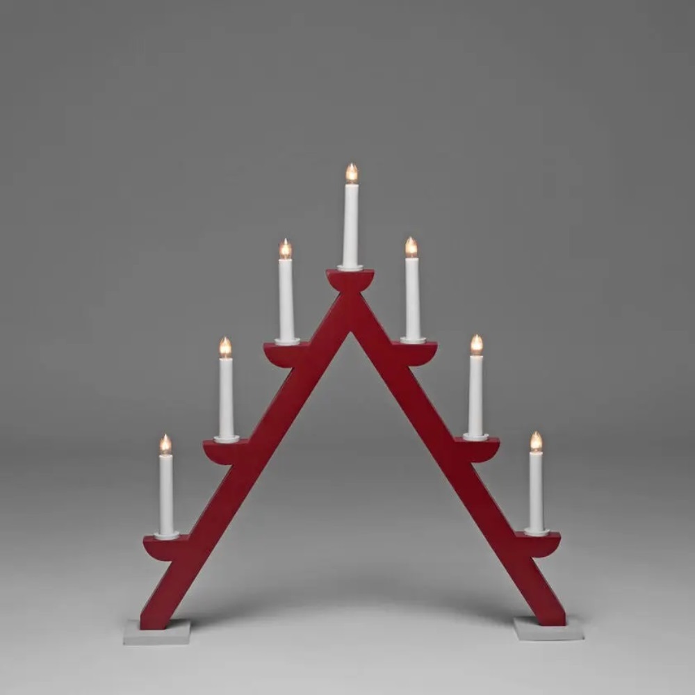 Adventsljusstake Trä Röd/Grå 7L 56cm Konstsmide-lavanille.com