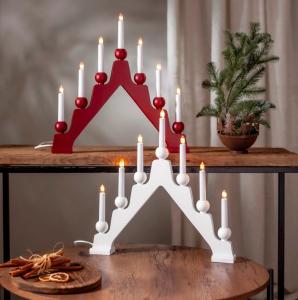 Adventsljusstake Trä Star Trading Emma Röd 45cm