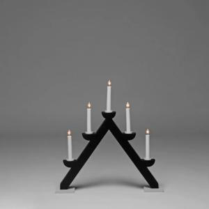 Adventsljusstake Trä Svart/Grå 5L 44cm Konstsmide