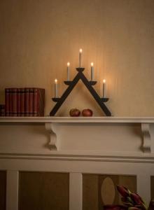 Adventsljusstake Trä Svart/Grå 5L 44cm Konstsmide