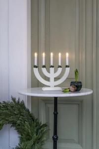 Adventsljusstake Trä Vit 5L 31cm Konstsmide