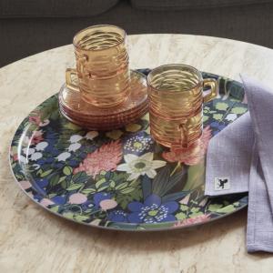 Almedahls Skogen Bricka Rund Svart/Grön/Rosa 38cm