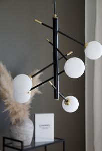 Taklampa Svart/Mässing/Opal Aneta Lighting Acrobat 58cm