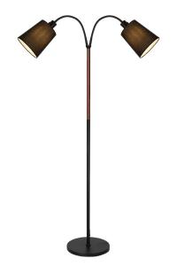 Golvlampa Svart/Valnöt 2L Aneta Lighting Ljusdal 140cm