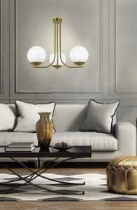 Taklampa Glas Mässing/Opalvit Aneta Lighting Orfeus