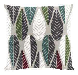 Kuddfodral Blader Vinröd/Grön/Turkos 47x47cm Arvidssons Textil