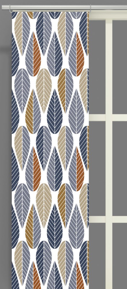 Arvidssons Textil Blader Panelgardin Blå/Orange 2-Pack