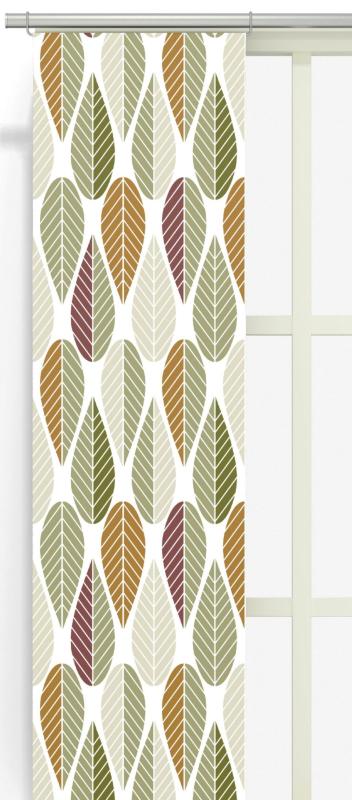 Panelgardin Grön/Rost Arvidssons Textil Blader 2-Pack at lavanille