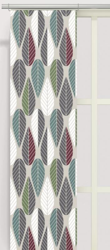 Panelgardin Vinröd/Grön Arvidssons Textil Blader 2-Pack at lavanille