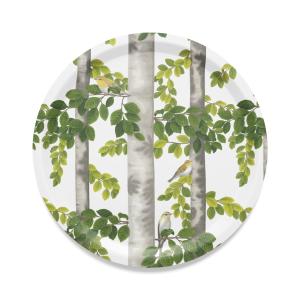 Arvidssons Textil Boksångare Rund Bricka Offwhite/Grön