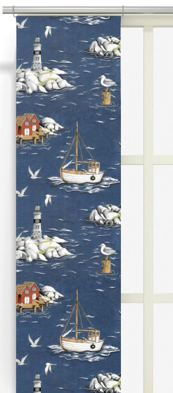 Panelgardin Mörkblå Arvidssons Textil Fiskeskär 2-Pack at lavanille