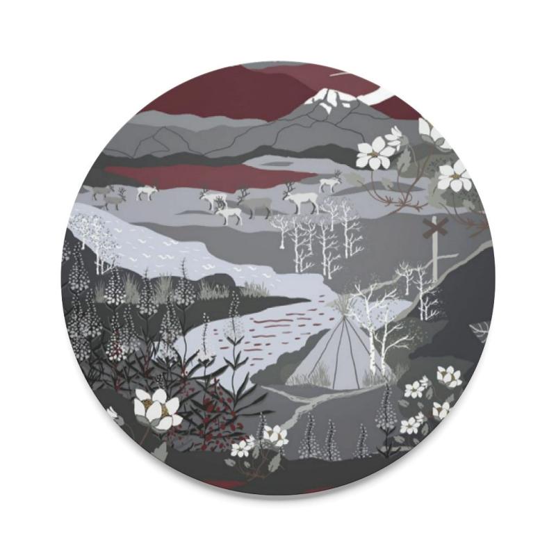 Arvidssons Textil Fjällvandring Grytunderlägg Grå/Vinröd at lavanille