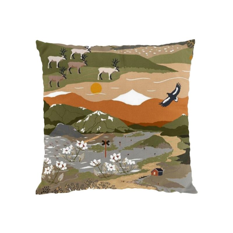 Arvidssons Textil Fjällvandring Kuddfodral Grön/Beige at lavanille