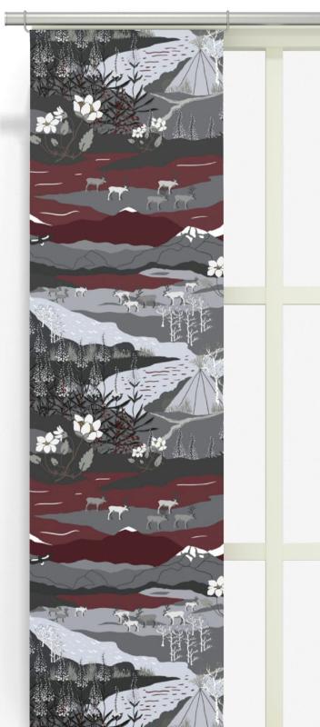 Panelgardin Grå/Vinröd Arvidssons Textil Fjällvandring 2-Pack at lavanille