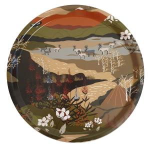 Arvidssons Textil Fjällvandring Rund Bricka Grön/Beige