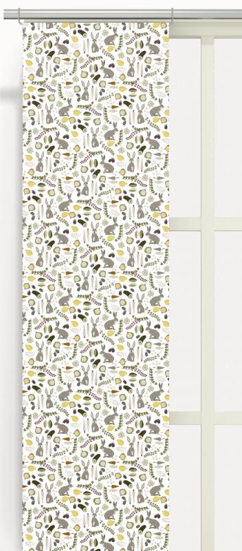 Panelgardin Arvidssons Textil Harens Grönsaksfest Grön/Grå 43x240cm 2-Pack at lavanille