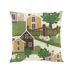 Kuddfodral Katthult Gul/Grön 47x47cm Arvidssons Textil