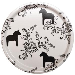 Arvidssons Textil Kurbits Rund Bricka Vit/Svart