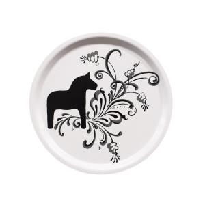 Arvidssons Textil Kurbits Rund Bricka Vit/Svart