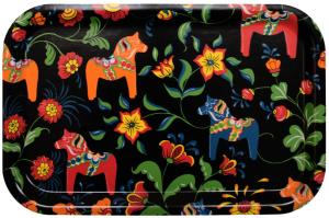 Arvidssons Textil Leksand Bricka Svart/Multi 33x21cm