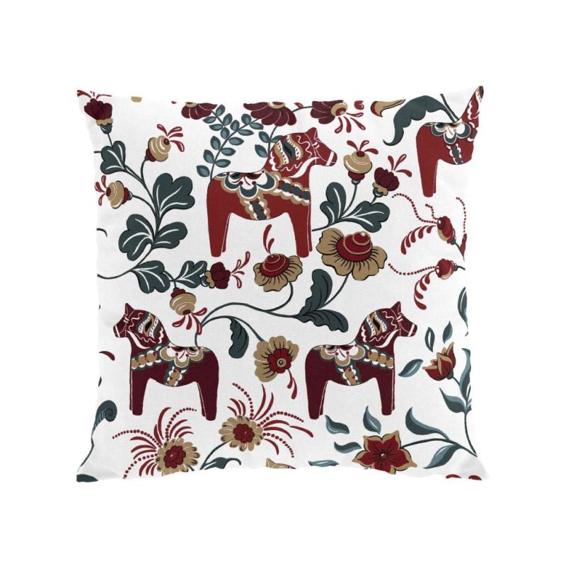 Arvidssons Textil Leksand Kuddfodral Vinröd/Beige 47x47cm at lavanille