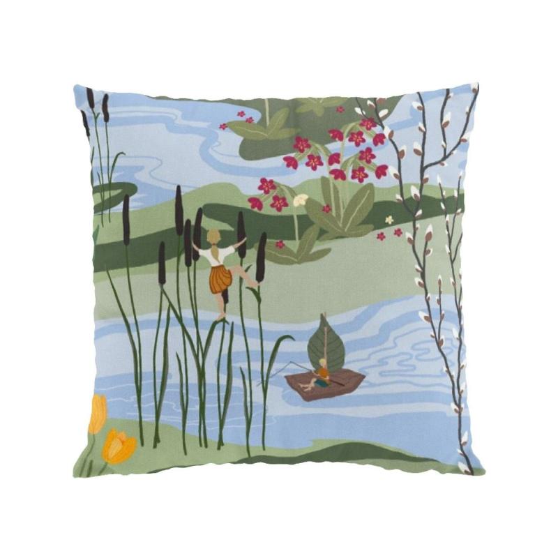 Arvidssons Textil Naturens Lycka Kuddfodral Grön/Blå 47x47cm at lavanille
