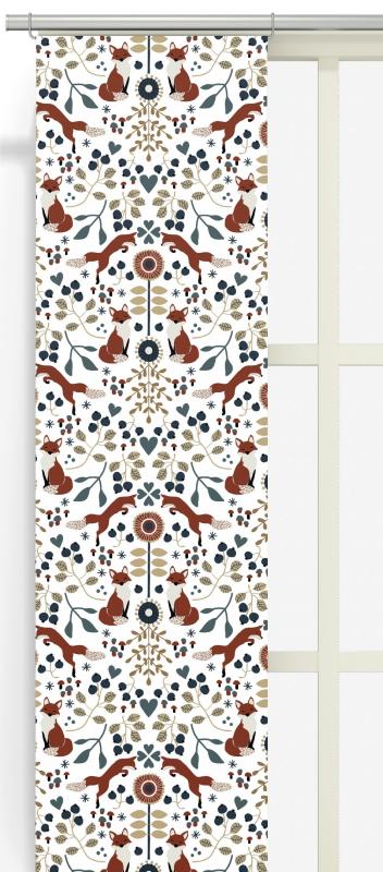 Panelgardin Offwhite/Röd Arvidssons Textil Rävstigen 2-Pack at lavanille