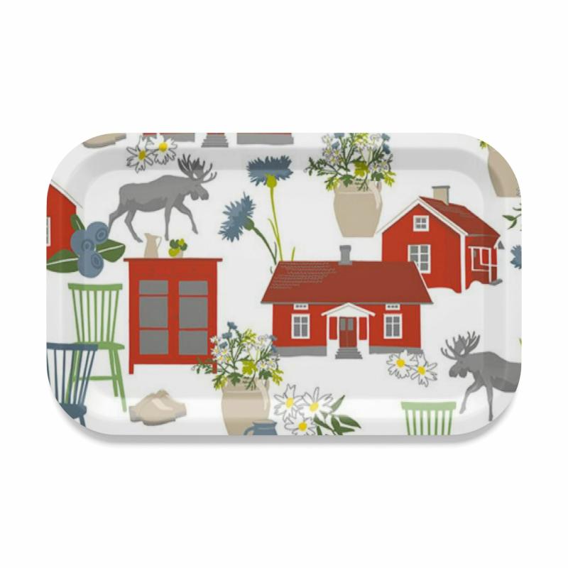 Arvidssons Textil Strövtåg Bricka Offwhite/Röd at lavanille