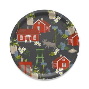 Arvidssons Textil Strövtåg Rund Bricka Grå