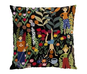 Kuddfodral Trädgård Svart/Orange 47x47cm Arvidssons Textil