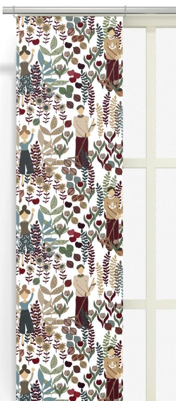 Panelgardin Arvidssons Textil Trädgård Vinröd/Turkos 43x240cm 2-Pack at lavanille