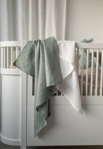 Babyfilt Borganäs of Sweden Muslin Grön/Vit 70x70cm 2-Pack