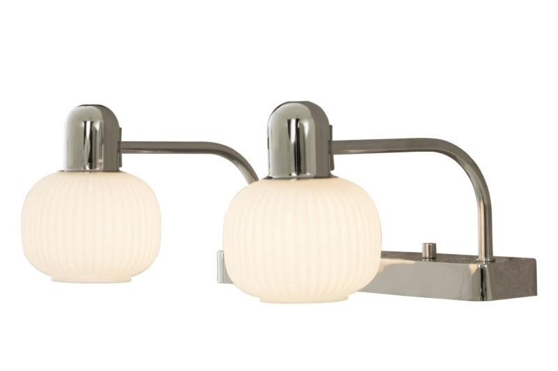 Skåpbelysning Badrum Aneta Lighting Messina 2L Krom/Opalvit at lavanille