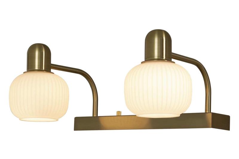 Skåpbelysning Badrum Aneta Lighting Messina 2L Mässing/Opalvit at lavanille