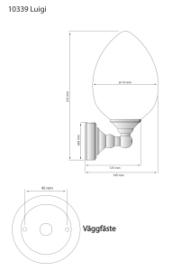 Badrumslampa Vägg Aneta Lighting Luigi Krom/Opalvit 23,5cm