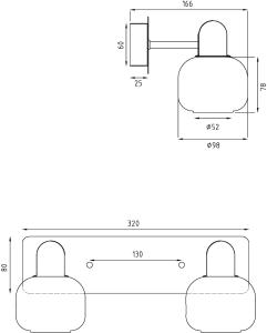 Badrumslampa Vägg IP44 Mässing/Opalvit 2L Aneta Messina