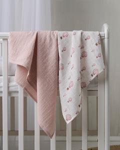 Barnfilt Borganäs of Sweden Ballong Muslin Rosa 70x70cm 2-Pack