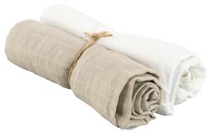 Babyfilt Borganäs of Sweden Muslin Sand/Vit 70x70cm 2-Pack
