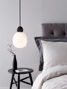 Taklampa Pendel Glas Opal/Svart Dimbar Belid Buddy 18,4cm