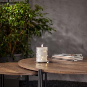 Blockljus LED Star Trading Flamme Dew Vit 8x12,5cm