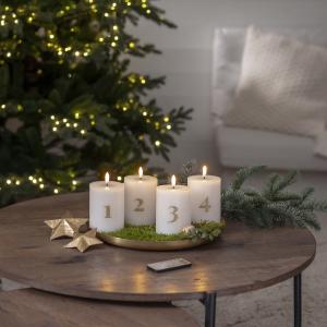 Blockljus LED Vit Flamme Advent 4-Pack Star Trading