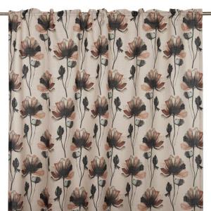 Blommig Gardin Fondaco Mischa Linnebeige 135x250cm 2-Pack