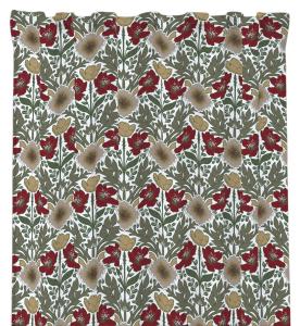 Blommig Gardin Redlunds Milano Röd 140x250cm 2-Pack