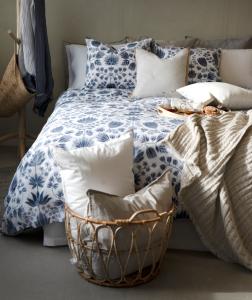 Blommigt Påslakanset Aster Blå 150x210cm Harmony