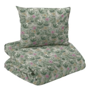 Blommigt Påslakanset Lexie Grön 150x210cm Redlunds
