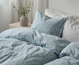 Påslakanset Blommigt Ljusblå 150x210cm Borganäs Of Sweden Hedda